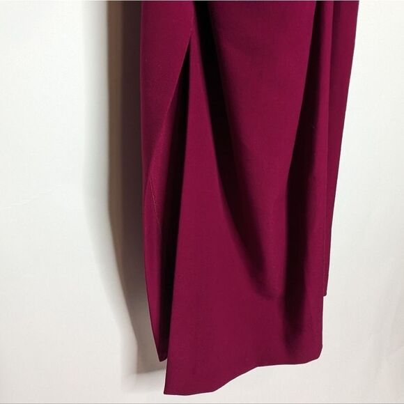 ZARA Strapless Draped Purple Plum Cocktail Bridal Side Slit Midi Dress - Picture 5 of 9